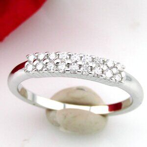 Certified Moissanite Diamond Wedding Band Ring 925 Sterling Silver Size 7